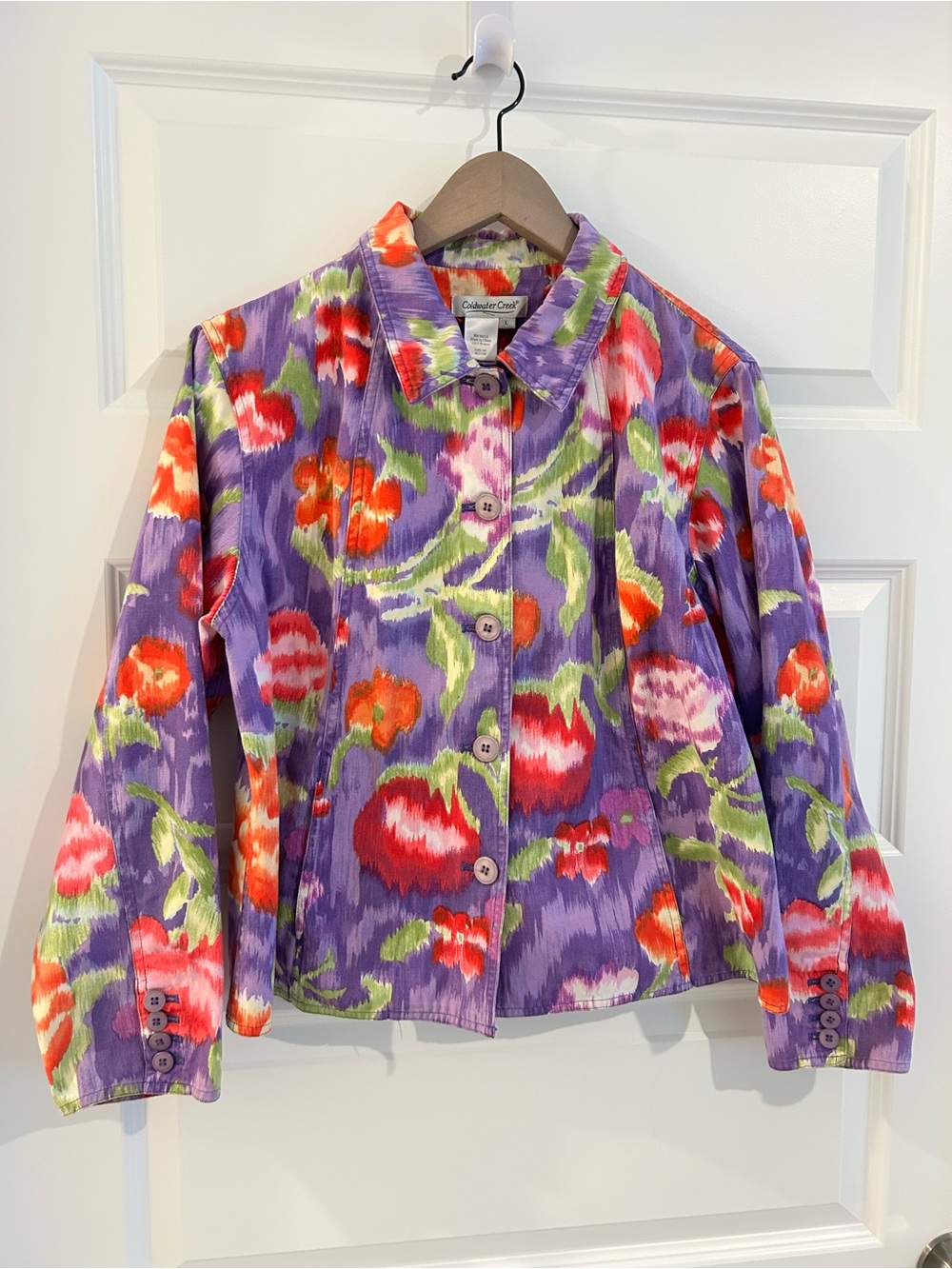 Coldwater Creek Floral Jacket Purple Pink Size L